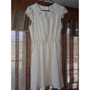 Lace Collar🐻‍❄White Button Up Knee Length Dress